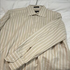 John W. Nordstrom Beige Checkered Dress Shirt